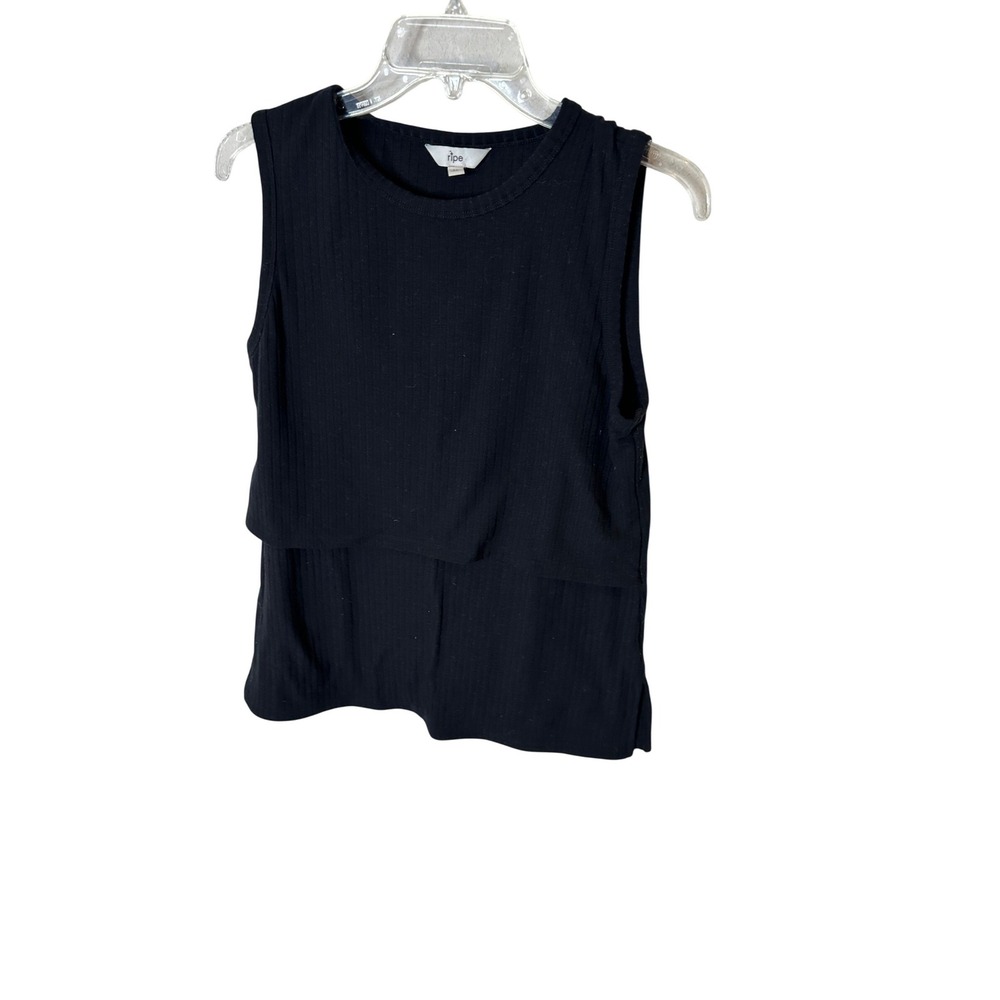 RIPE Black Ribbed Sleeveless Nursing Tank Top Women's M